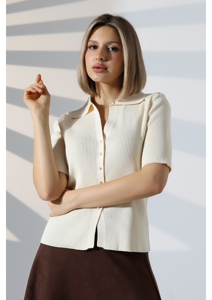 Inci Düğmeli Kısa Kol Zara Model Bluz