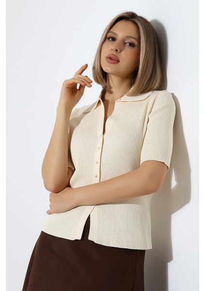 Inci Düğmeli Kısa Kol Zara Model Bluz