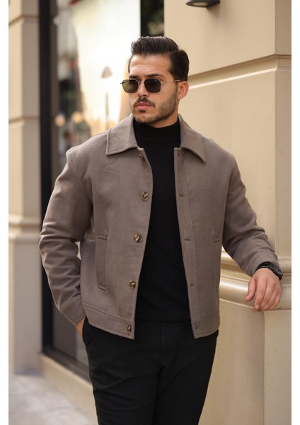 Kaşe Kumaş Düğmeli Ceket