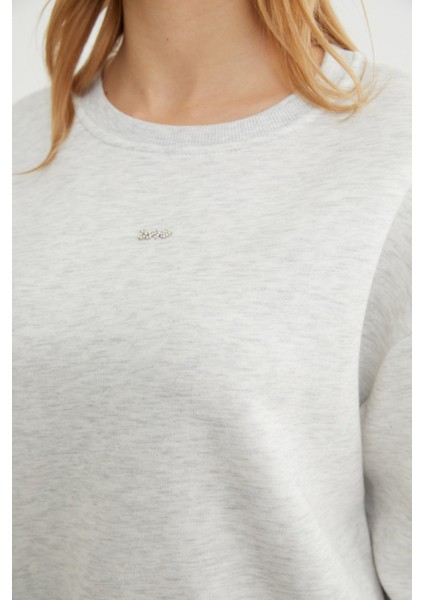 Love Aksesuarlı Bisiklet Yaka Oversize Sweatshirt