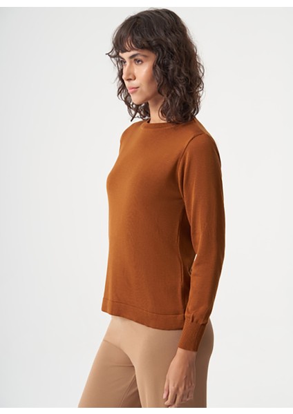 Bisiklet Yaka Normal Düz Hardal Kazak Kadın M1MZ1030240010 modelleri