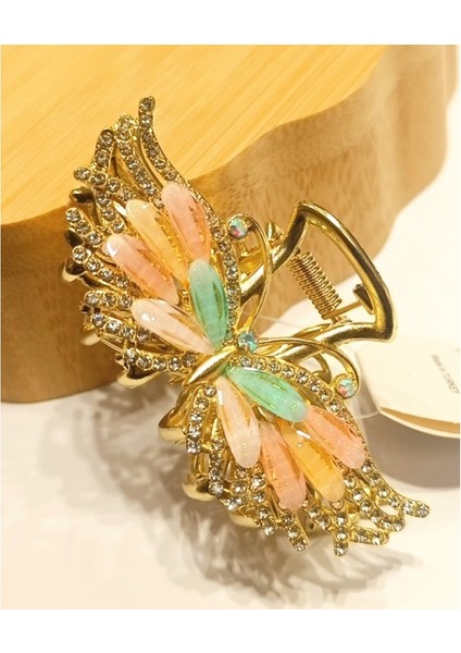 7 cm Lüks Parlak Renkli Taşlı Toka