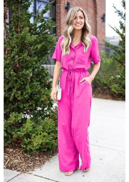 Keten Günlük Fuşya Tulum modelleri