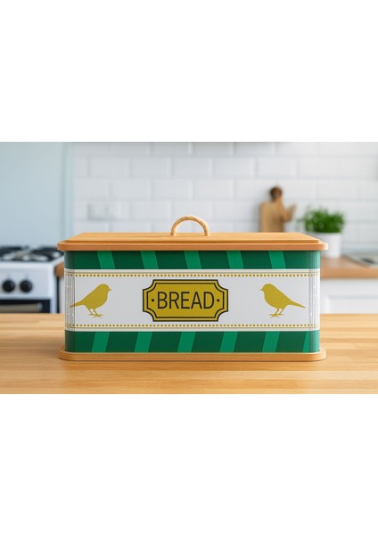 Dikdörtgen Ahşap Kuş Desenli Ekmeklik Doğal Ekmek Sepeti Lüks Ekmek Kutusu
