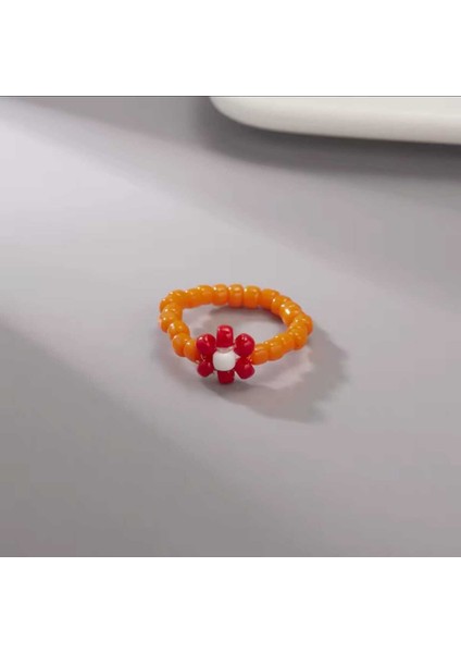 5 Adet Renklı Cıcek Detaylı Papatya Yuzuk modelleri