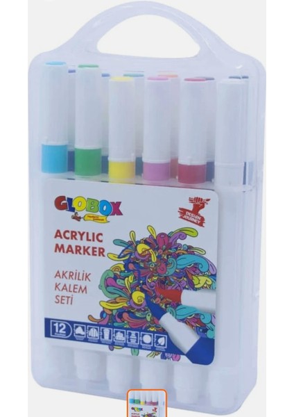 12 Li Akrilik Kalem Seti 12 Renk