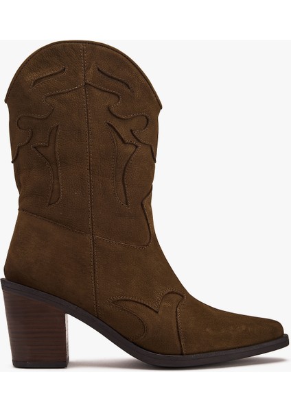 Kadın Western Bot – Hakiki Süet Deri Kovboy Topuklu Bot