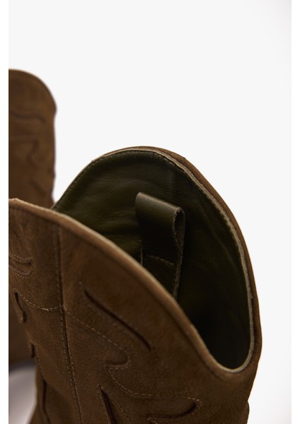 Kadın Western Bot – Hakiki Süet Deri Kovboy Topuklu Bot