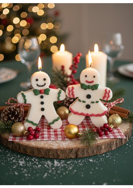 Gingerbread 2'li Renkli Yılbaşı Mumu