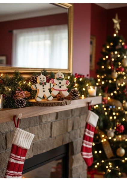 Gingerbread 2'li Renkli Yılbaşı Mumu fiyatları