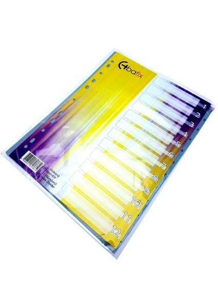 Bafix Seperatör 1-12 Renkli Plastik A4