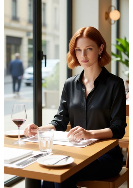 Kadın Için Şık Dokuma Saten Gömlek Regular Kalıp Uzun Kollu Zamansız Tasarım ve Konfor Spor fiyatları