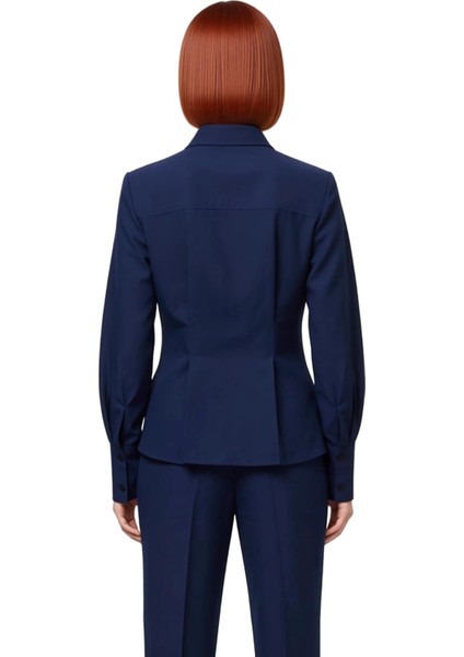 Gabardin Dokuma Fermuar Detaylı Kadın Gömleği Uzun Kollu Regular Kesim Şıklık ve Konfor Şık indirimleri