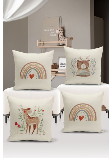 4'lü Kırlent Kılıf Seti Çocuk Bebek Odası Dijital Baskılı