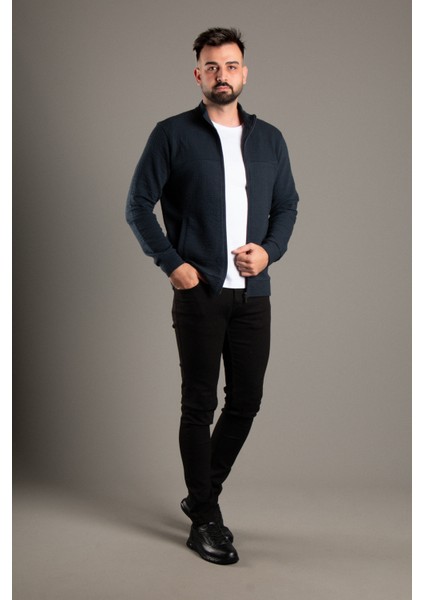 Erkek Lacivert Dokulu Hırka modelleri