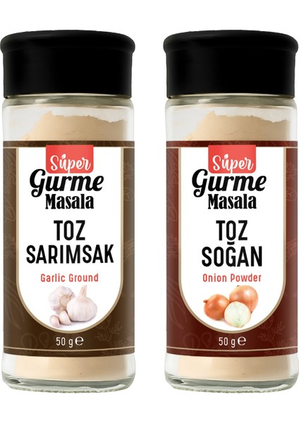 Sarımsak ve Soğan Tozu Seti 2X50 gr – Cam Ambalaj – Tuzluklu Kapak
