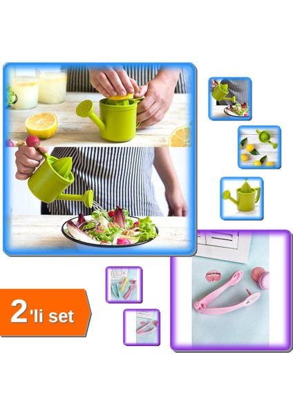 Bahçıvan Limon Sıkacağı - Hazneli Narenciye Sıkacağı + Çekirdek Çıkartma Aparatı - 2li Set DEF789