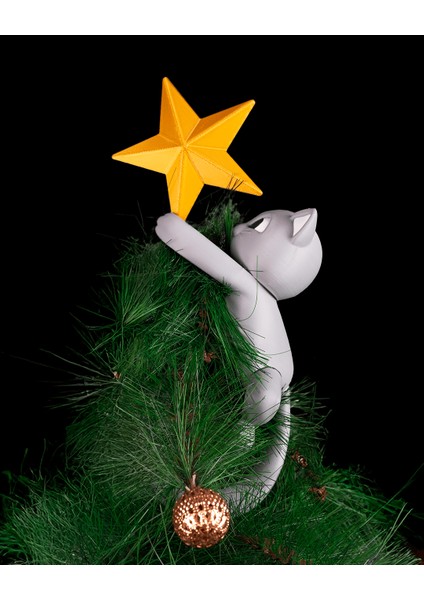 Yıldızlı Kedi Yılbaşı Ağacı Süsü ( Tepe Süsü ) indirimleri