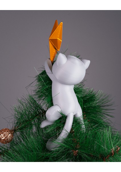 Yıldızlı Kedi Yılbaşı Ağacı Süsü ( Tepe Süsü )