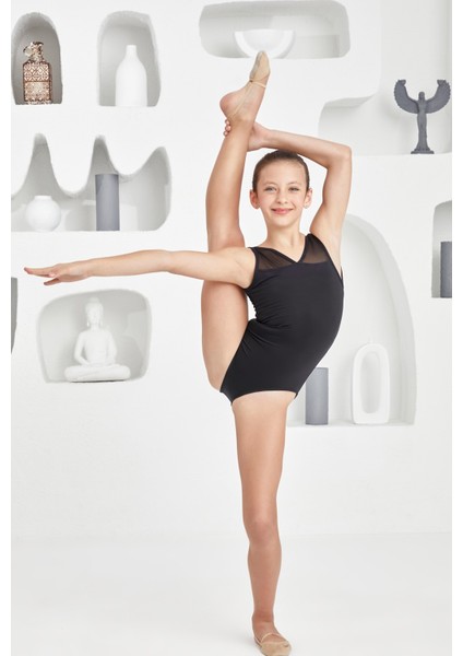 Bale Jimnastik Dans Mayosu Siyah Arkası Açık Mayo Gösteri Yarışma Yılbaşı Etkinlik