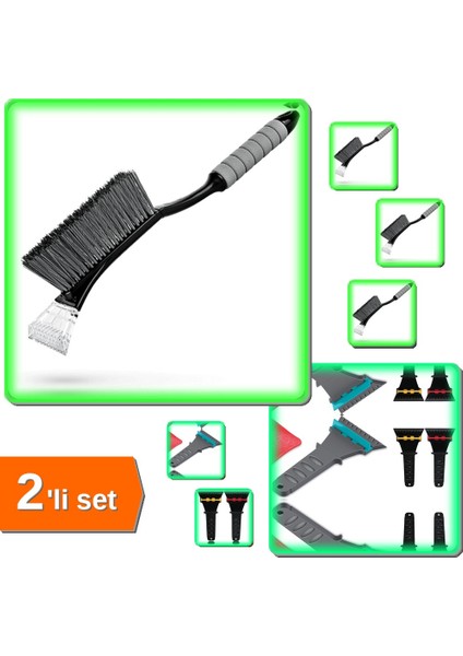 Profesyonel Oto Buz Kazıyıcı + Fırça 2’li Set - Hızlı Buz Temizleme P5L8M4