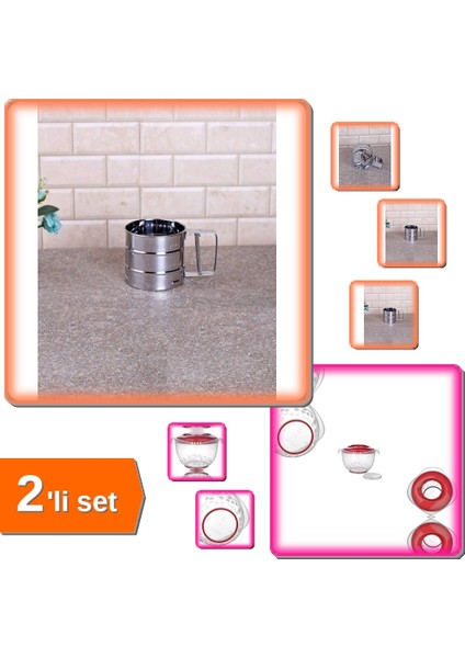 Mikser Kabı 3 Lt + Un Eleği Pratik Paslanmaz - 2li Set GHI789