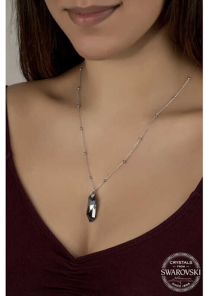 Ucarticaret Swarovski Crystal Taşlı Top Zincir Gümüş Kadın Kolye