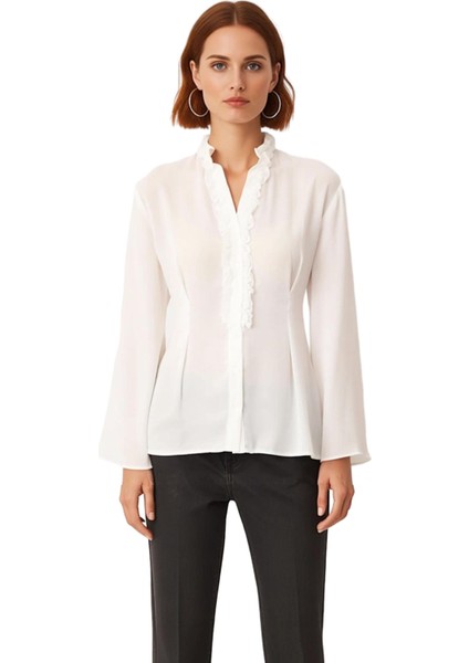 Kadın Hakim Yaka Fırfırlı Şık Bluz Fonksiyonel Dayanıklı Kaliteli Konforlu Estetik Premium fırsatları