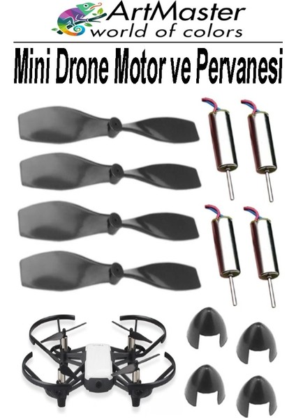 Mini Drone Motor ve Pervanesi 4 Adet Dc Motor Yüksek Hızlı Çekirdeksiz Pervane Kanatı Helikopter Uçak Drone Deney Okul
