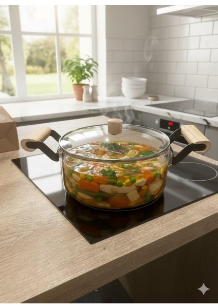 Chef Prime Borosilikat Cam Tencere 2500 ml