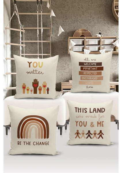 4'lü Kırlent Kılıf Seti Çocuk Bebek Odası Dijital Baskılı