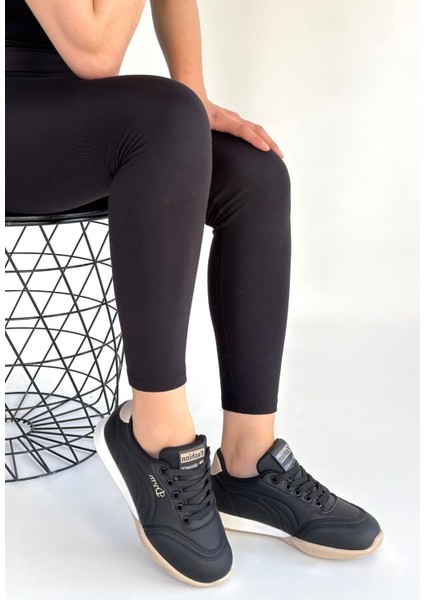 Bej Tabanlı Ortopedik Topuk Dikenine Karşı Özel Üretim Bağcıklı Spor Ayakkabı Siyah Topuk Boyu 2 cm modelleri