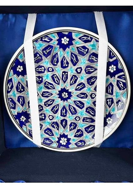 Vip Hediye Selçuklu Yıldızı Motifli Iznik Çini Vazo ve Tabak Seti modelleri