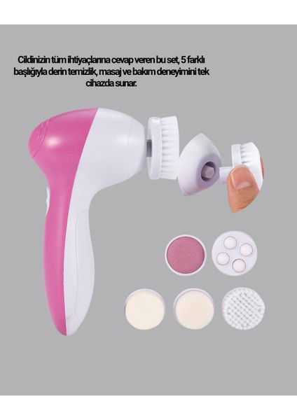 5 Başlıklı Yüz Masaj Aleti – Cilt Temizleme, Peeling, Siyah Nokta ve Gözenek Bakımı modelleri