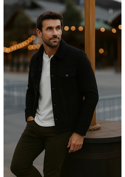 Erkek Kışlık Kalın Günlük Içi Kürk S.siyah Kot Ceket modelleri