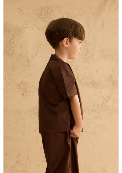 Çift Düğmeli Gömlek Kahverengi modelleri