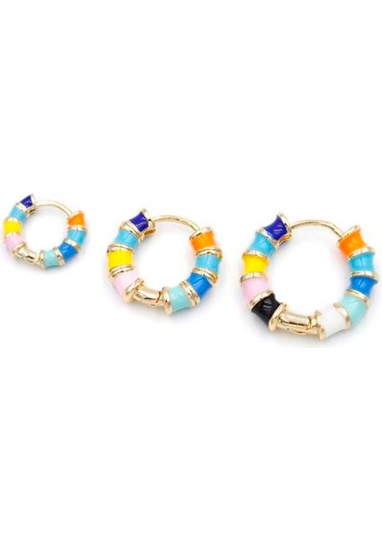 3'lü Renkli Halka Küpe - Altın fiyatları