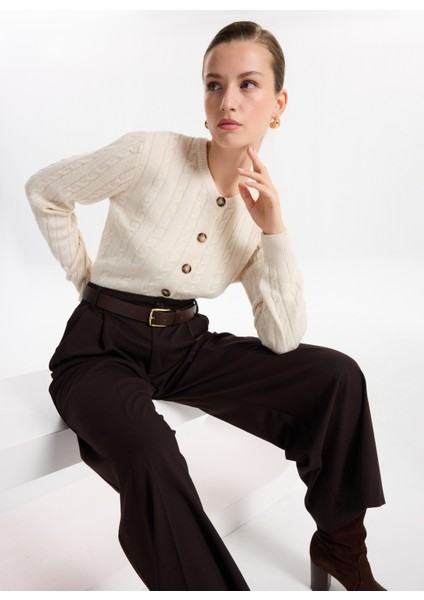 Ekru Kadın Hırka F5WL-HRK0256