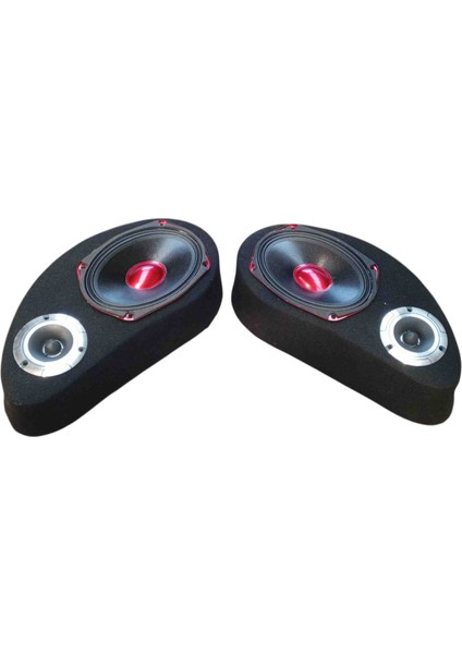 Polyesterli Boş Pandizot Oval Hoparlör 10 cm Tweeter Yuvalı Siyah Mdf (2 Adet Sağ ve Sol )