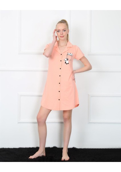 Modaserdem Kadın Penye Önden Düğmeli Pembe Tunik Gecelik 1032 fiyatları