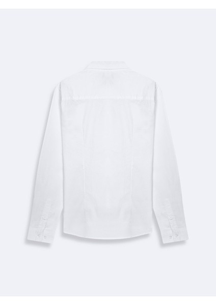 Uzun Kollu Önü Düğmeli Basic Beyaz Gömlek fiyatları