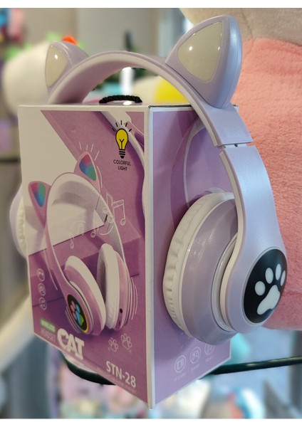 Kablosuz Kulaklık Işıklı Pati Model Mor AD41005