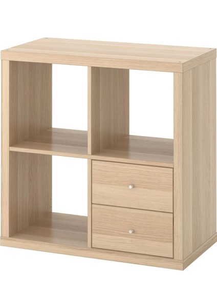 Kallax Açık Raf Ünitesi Ağartılmış Meşe Görünümlü 77 x 77 cm Çekmeceli