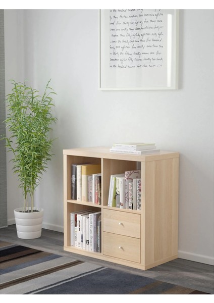 Kallax Açık Raf Ünitesi Ağartılmış Meşe Görünümlü 77 x 77 cm Çekmeceli fırsatları