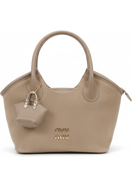 Kadın Süet Model Yavrulu El ve Omuz Çantası