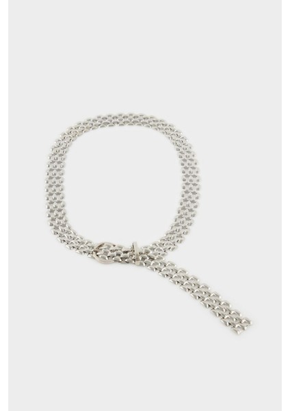 Kadın Silver Iki Sıralı Metal KEMER G3805AXNS