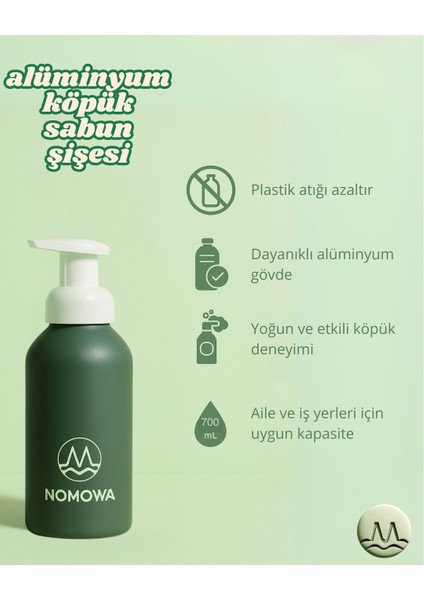 Köpük Sabun Başlangıç Seti | Yeşil Sabunluk (700 Ml) + 2 Tablet, 700 ml Sabun Üretir