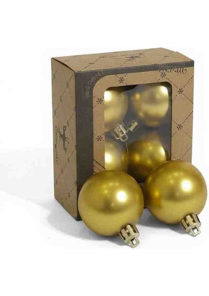 Yılbaşı Süs Topları 6 Ad 4 cm Mat Sarı