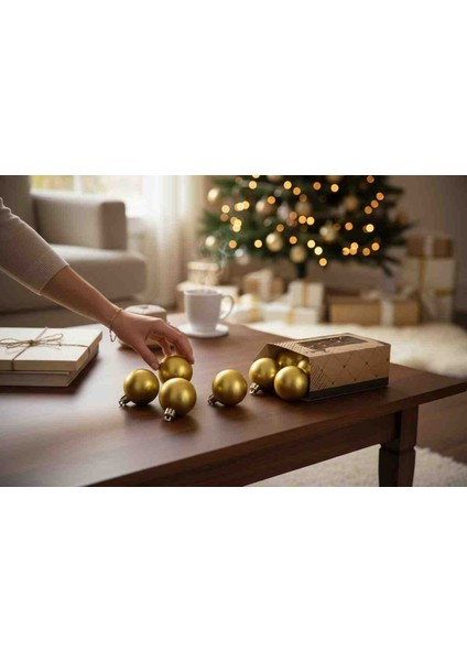 Yılbaşı Süs Topları 6 Ad 4 cm Mat Sarı modelleri