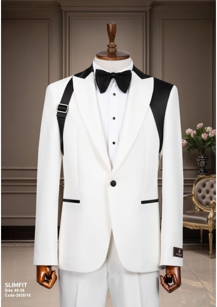 Koldan Kemerli Tasarım, Kırlangıç Yaka, Güç ve Stilin Dengesi, Erkek Takım Elbise, Beyaz fiyatları
